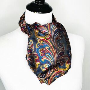 HISDERN Satin Ascot Paisley Jacquard Formal Accessory Multicolor